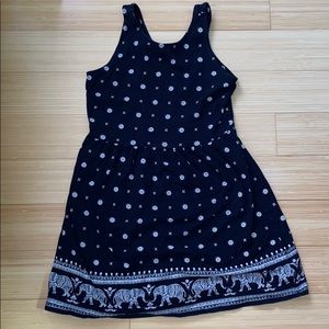 Black and white elephant pattern dress